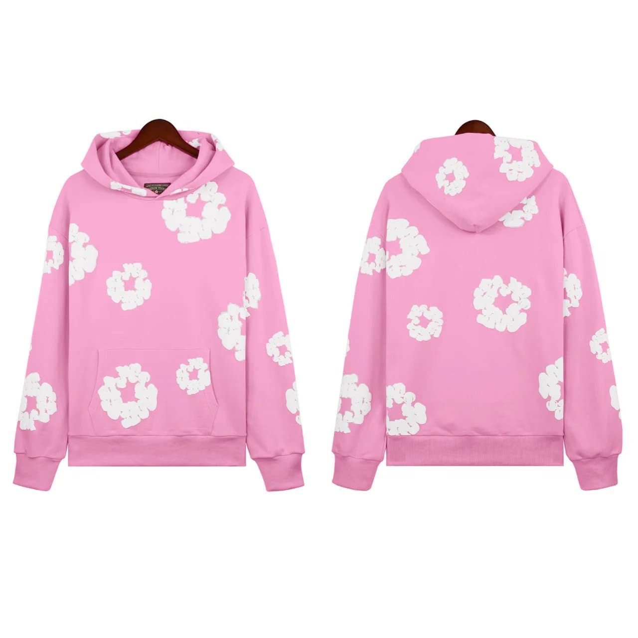 Fear of God Essentials Hoodie Cloud Print — 玫红色卫衣（白色花环）