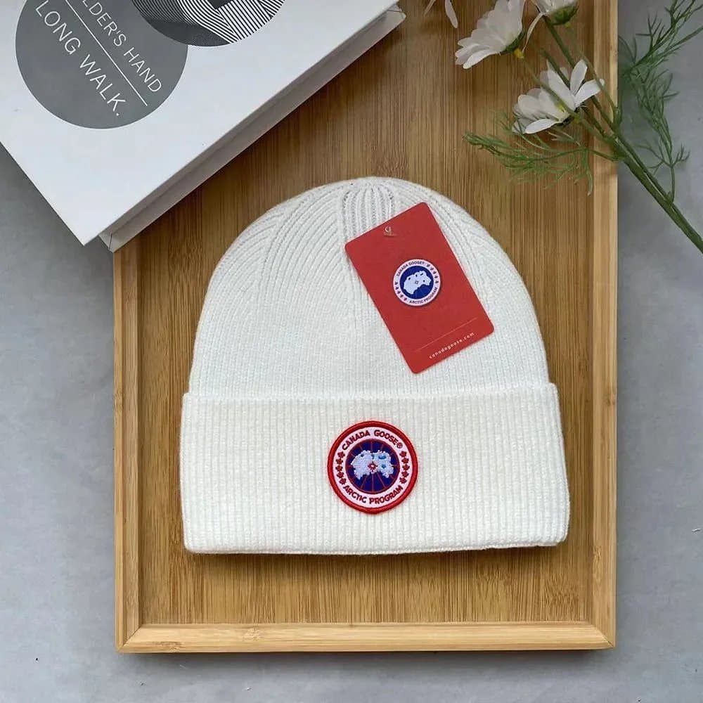 Prada Ribbed Beanie Metallic Triangle Logo — C33
