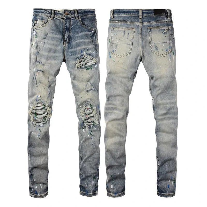 Amiri Distressed Slim Fit Jeans Paint-Splatter Wash