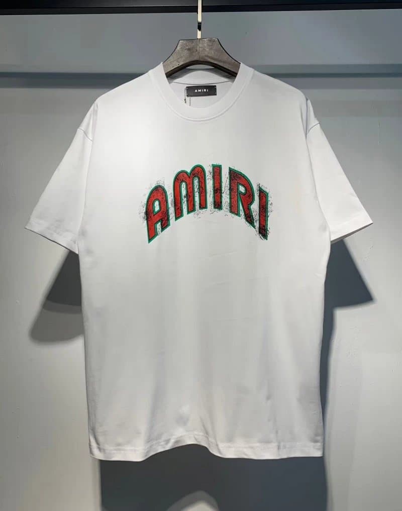 Amiri Graphic Tee Rainbow Drip Logo — 685 白色