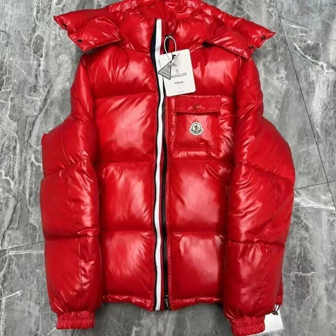 Moncler Puffer Jacket Glossy Navy with Logo Patch — A-3