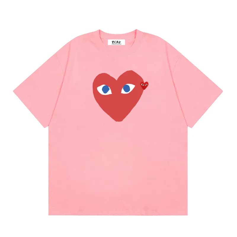Comme des Garçons Heart Logo T-Shirt Light Blue with Red Heart — 13 pink