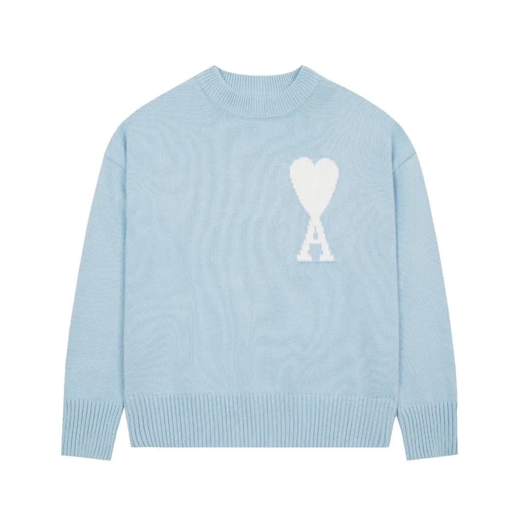 AMI Paris Crewneck Sweater Heart Logo — 浅蓝1