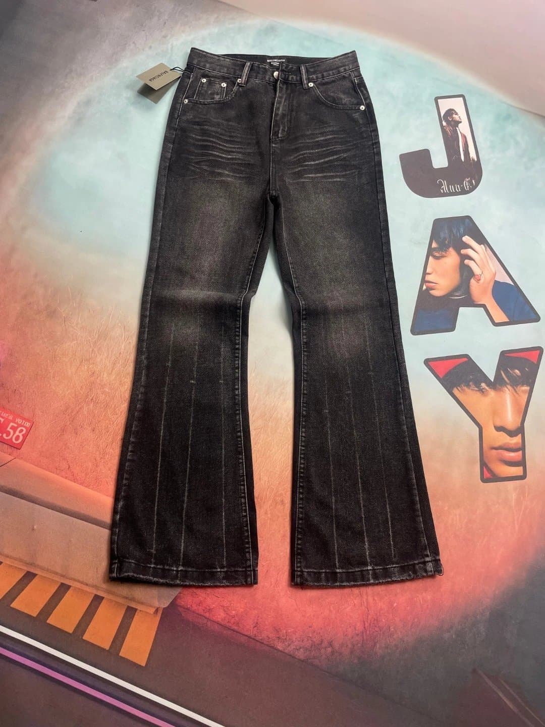 Balenciaga Flared Jeans Distressed Black