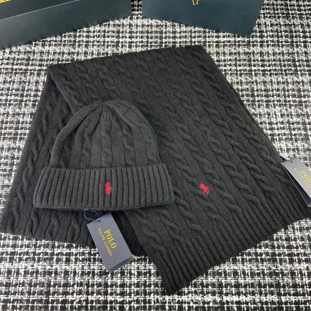 Polo Ralph Lauren Cable Knit Beanie & Scarf Set Classic Cable