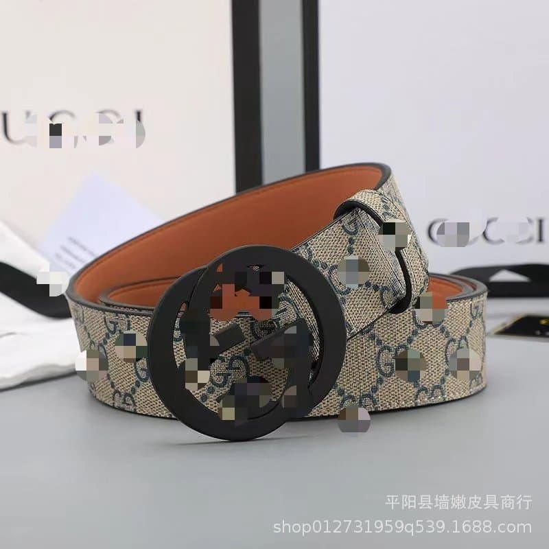Gucci Horsebit 1955 Belt GG Supreme Canvas — 布纹白兰色GG黑扣