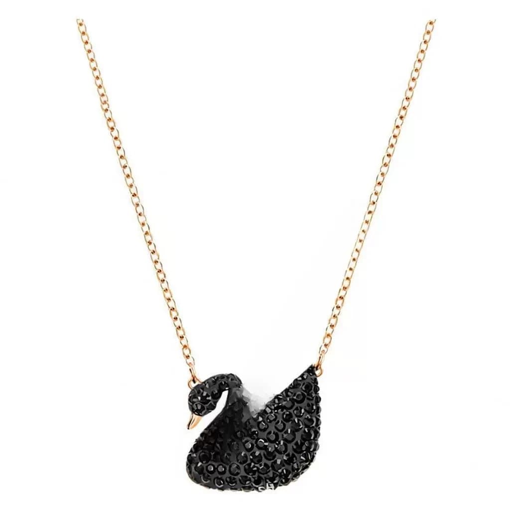Swarovski Swan Pendant Black Crystal