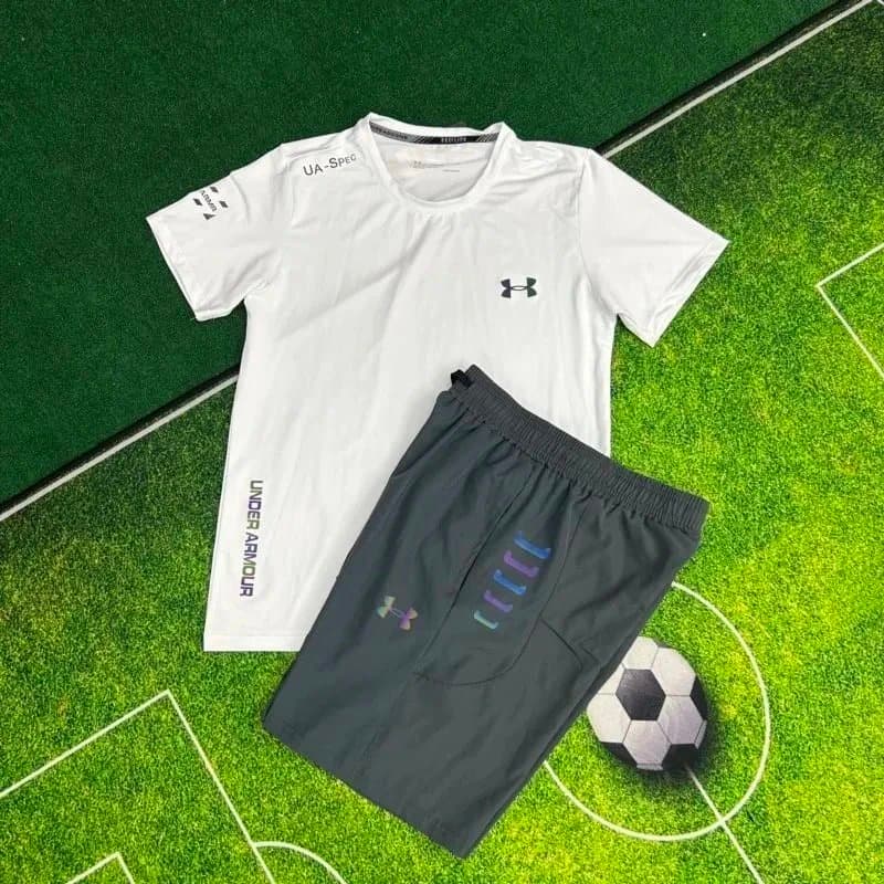 Under Armour UA Speed Tee & Shorts Set White/Grey Performance