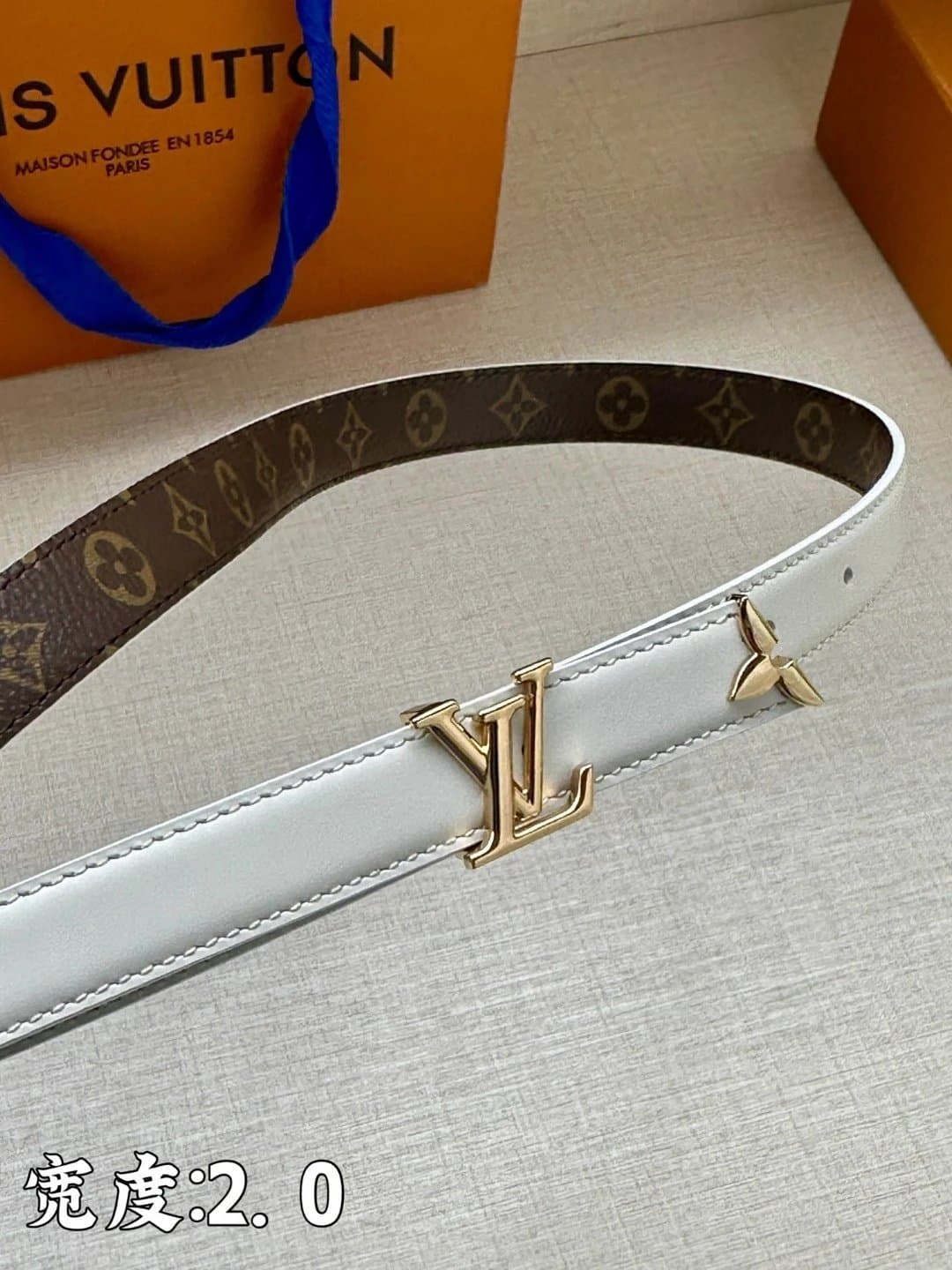 Louis Vuitton Reversible Monogram Belt White and Brown