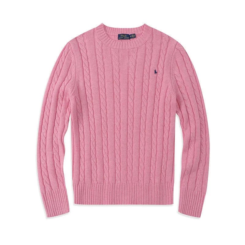 Polo Ralph Lauren Cable Knit Quarter-Zip Sweater Classic Cable — 毛衣圆领粉色黑标