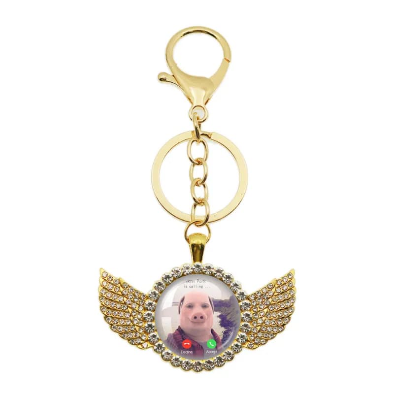 Winged Keychain Pig Face Call Screen Design