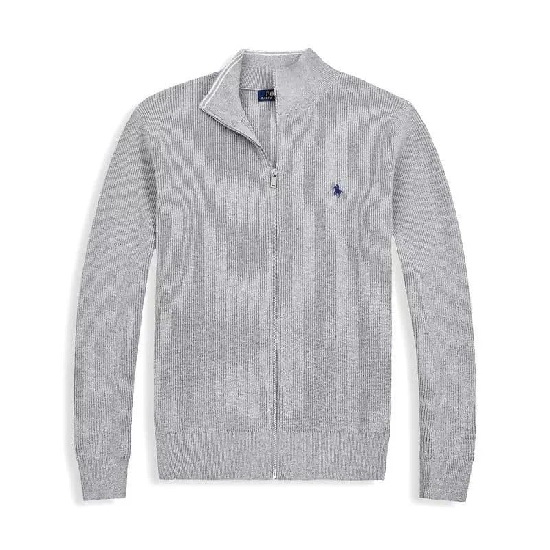 Polo Ralph Lauren Zip-Up Ribbed Sweater Heather Grey