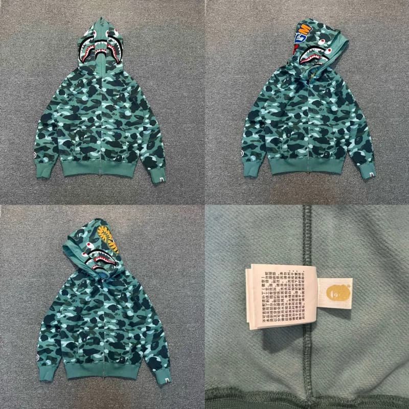 BAPE Shark Hooded Zip-Up Orange Camo — xx231绿色双帽