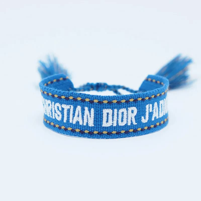 Dior J'Adior Woven Bracelet Pink with Black Logo — 81#