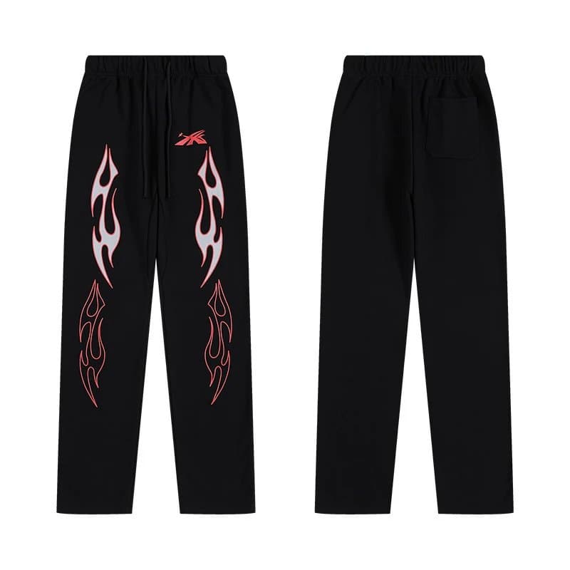 Hellstar Flared Sweatpants Flame Print — H508黑色