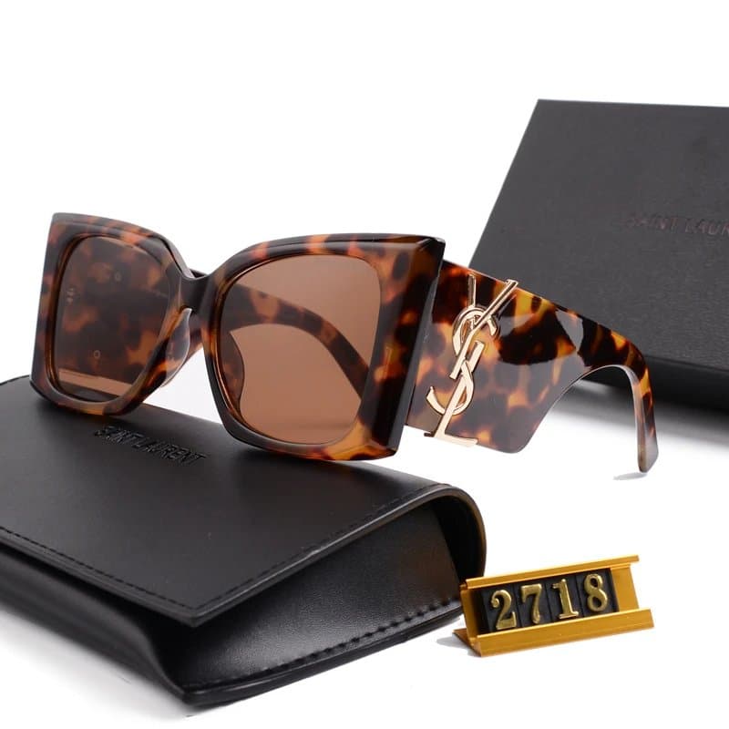 Saint Laurent Square Sunglasses Monogram Temple — 060144002-5