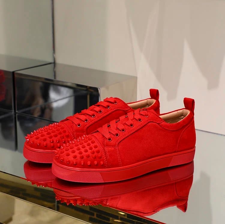 Christian Louboutin Louis Junior Spikes All Red Suede