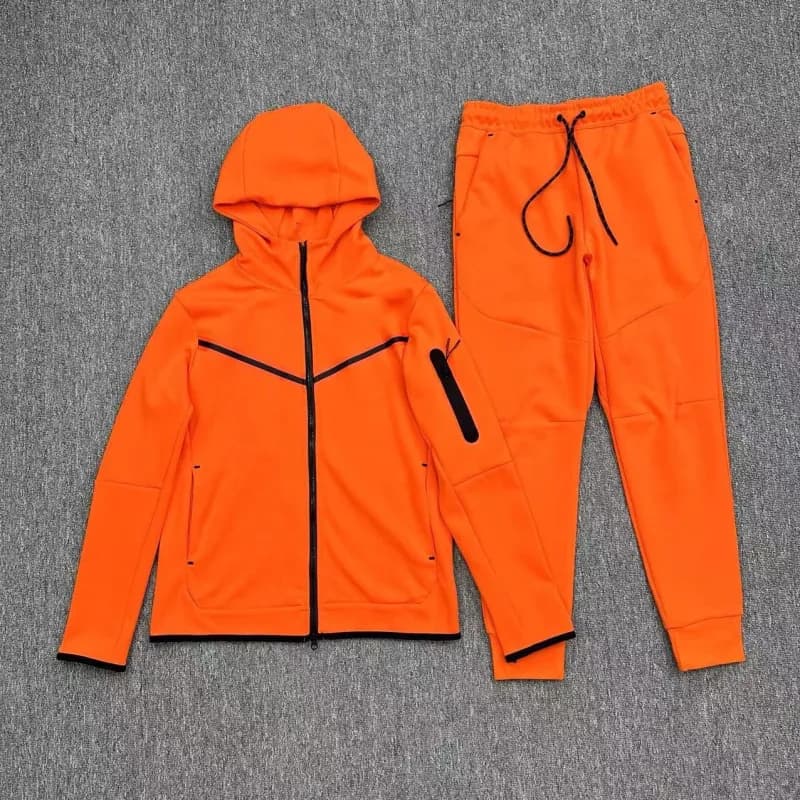Nike Tech Fleece Hoodie and Joggers Heather Grey/Black — 桔色