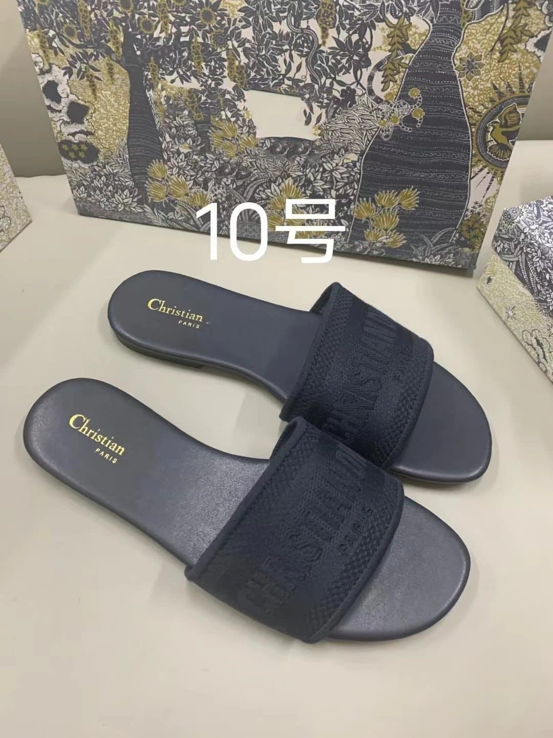 Dior B22 Slide Navy Embossed Strap