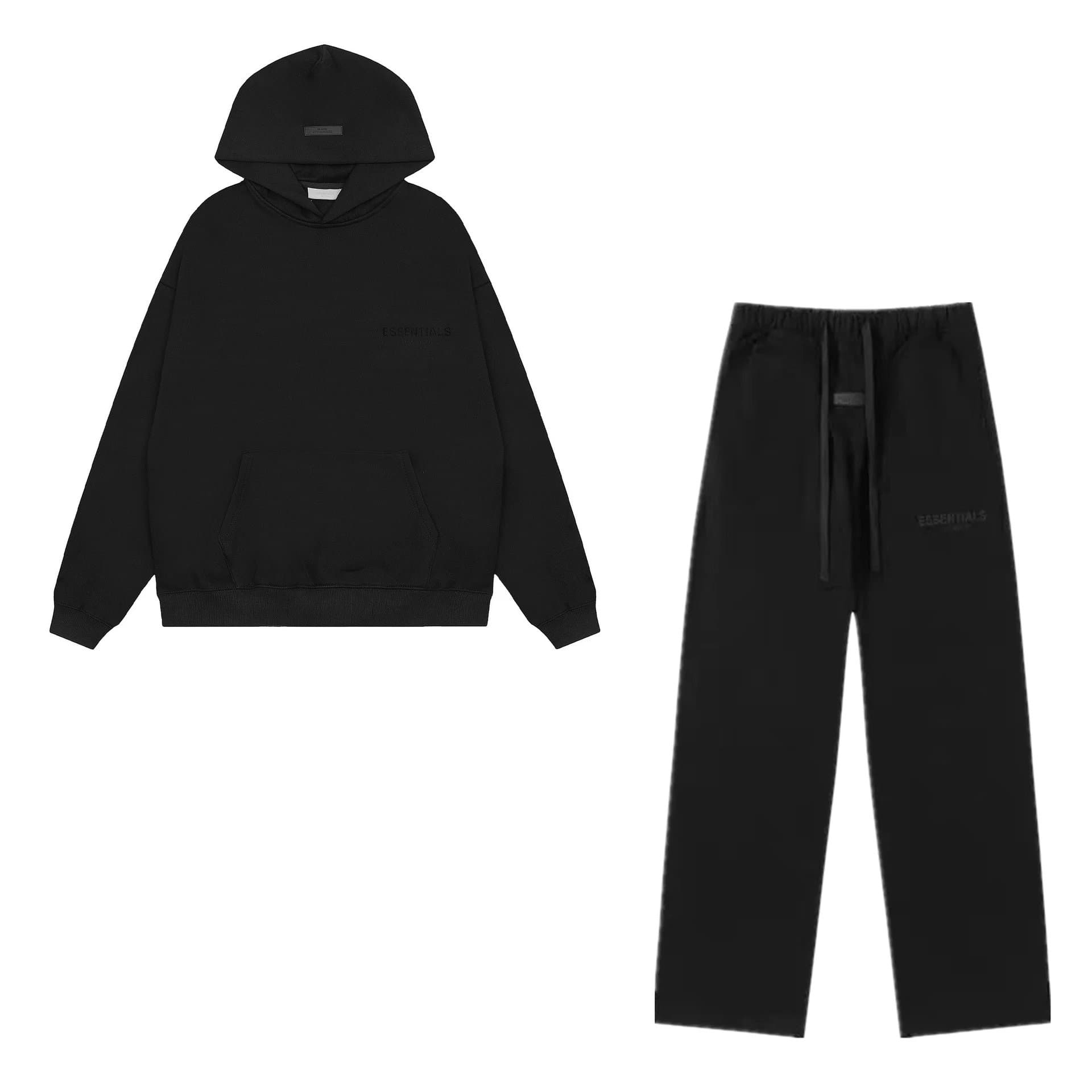Fear of God Essentials Hoodie and Joggers Set Black Essentials Logo