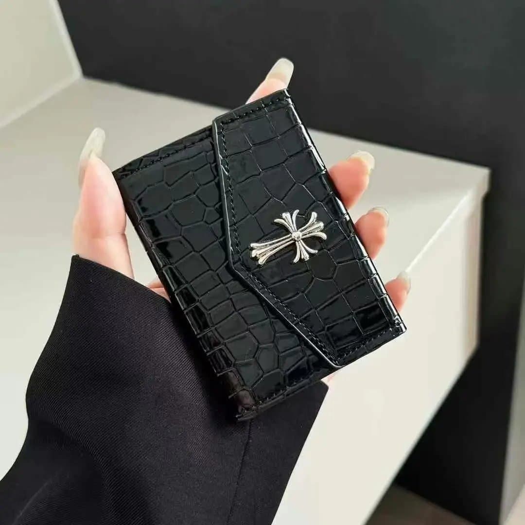 Chrome Hearts Cardholder Crocodile-Embossed — 通用 · 风琴黑鳄鱼纹十字架