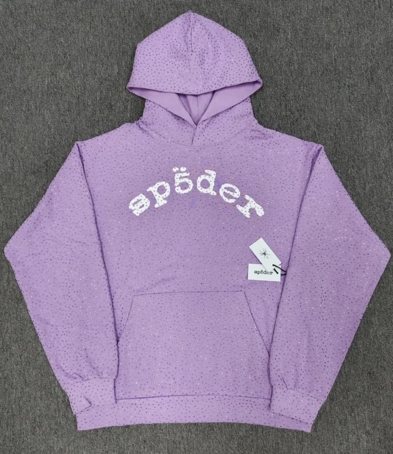 Sp5der Hoodie Perforated Logo — 浅紫白vvs