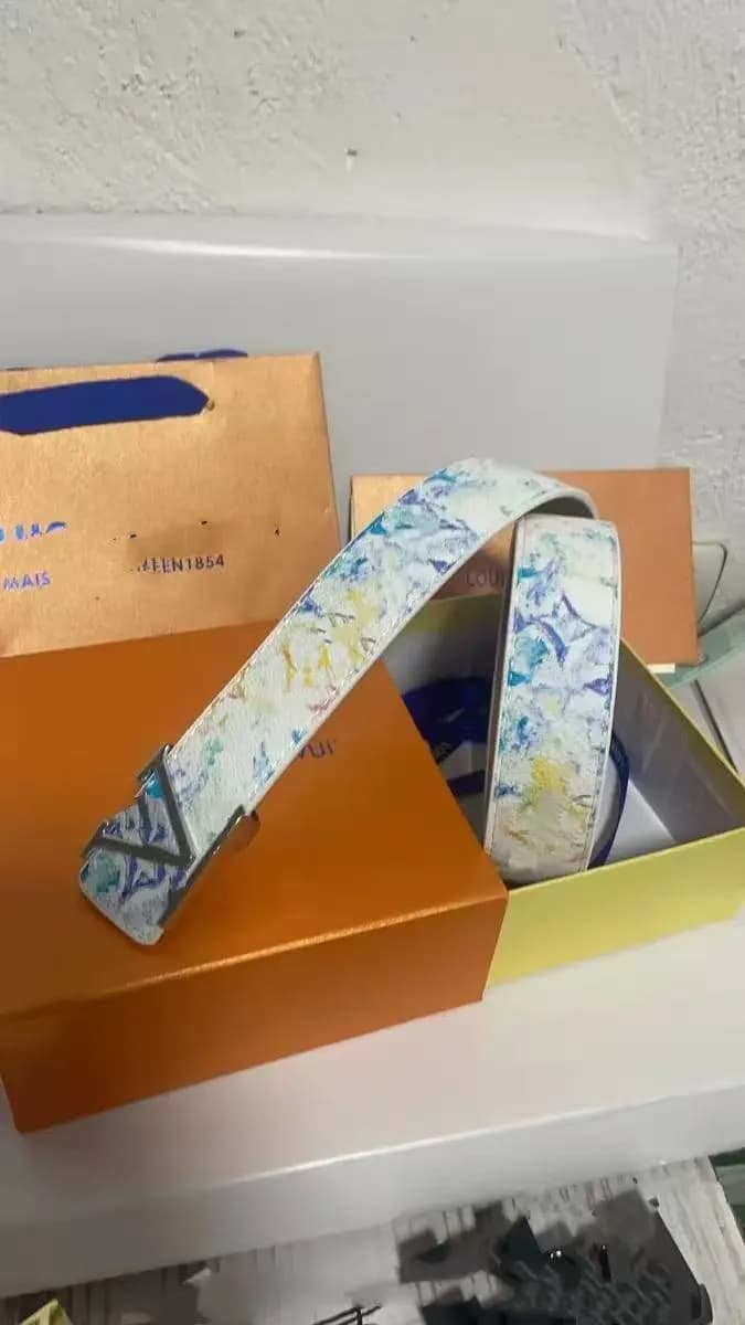 Louis Vuitton Monogram Eclipse Belt Multicolor Print