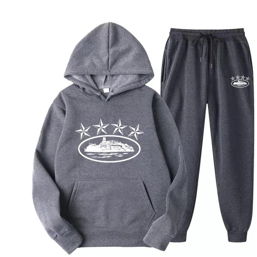 Corteiz Hoodie and Joggers Set Five Stars Logo
