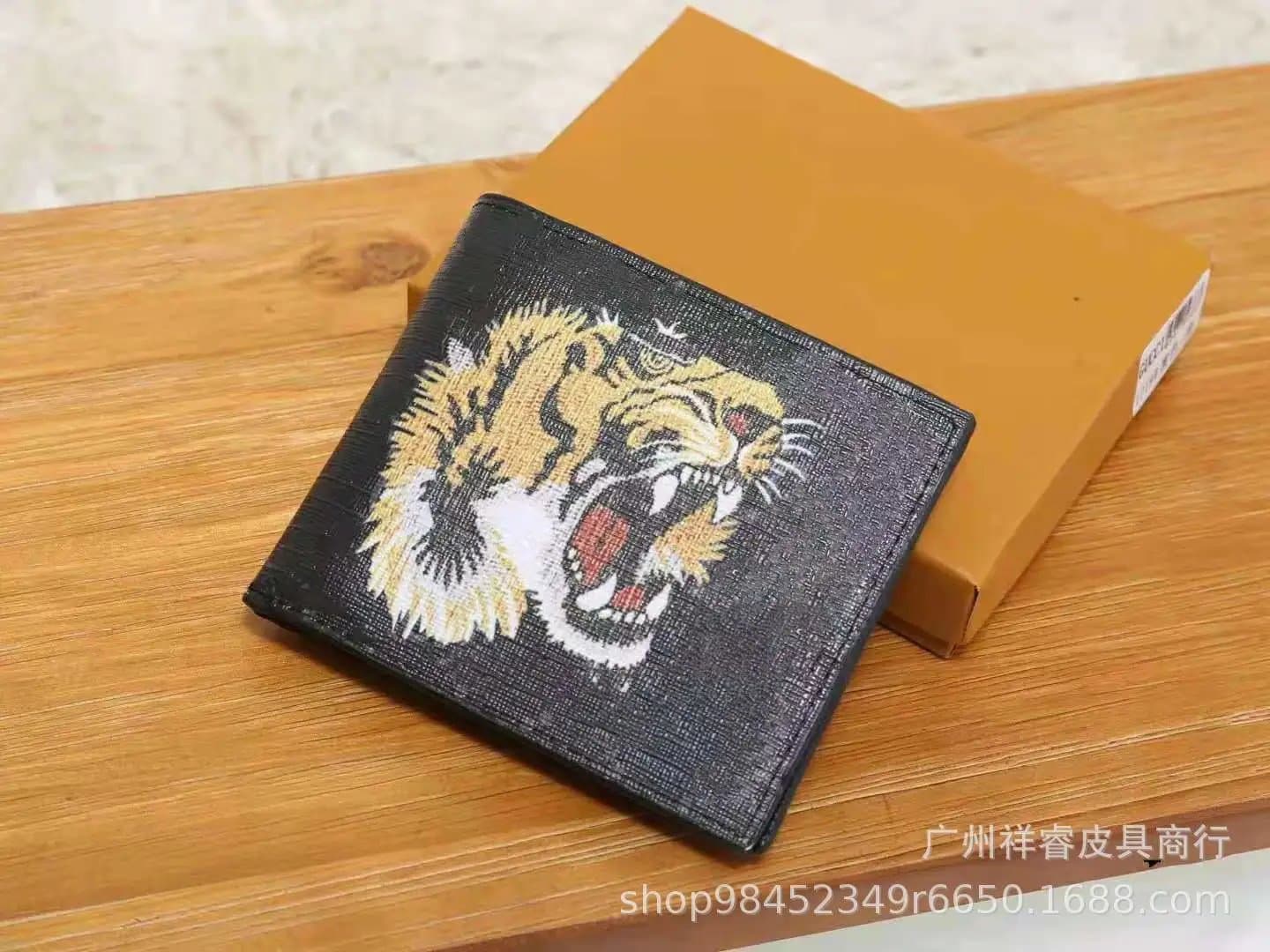 Gucci Tiger Print Wallet Tiger Head Embroidery