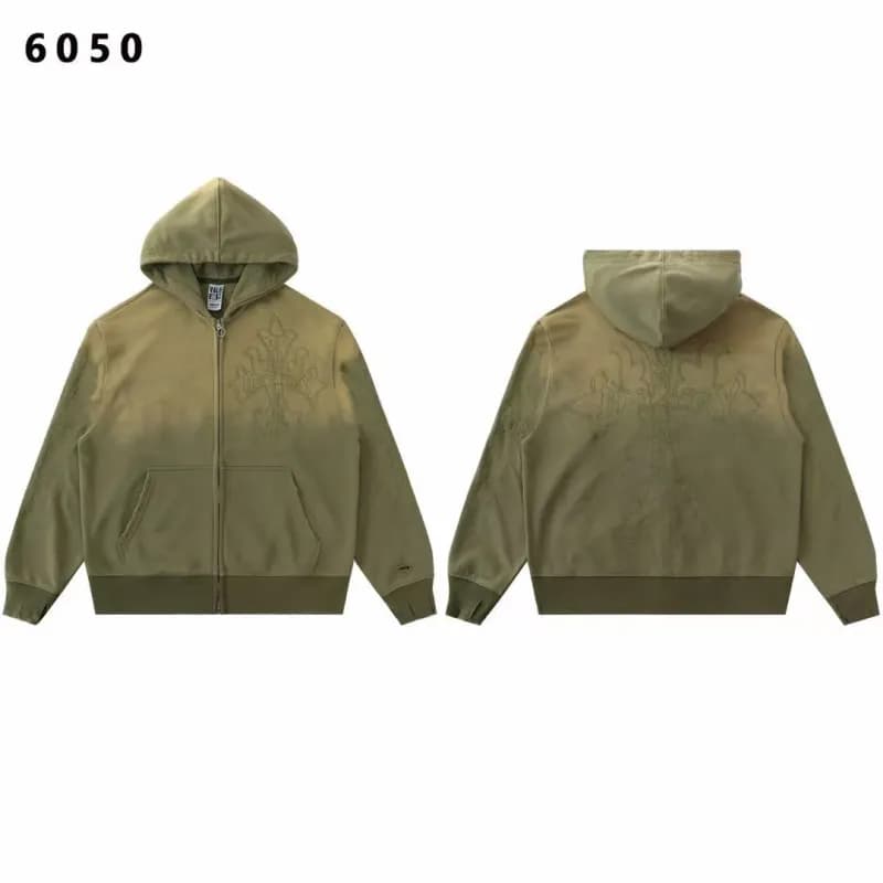 Gallery Dept. Zip-Up Hoodie Skull Print Washed — 6050绿色