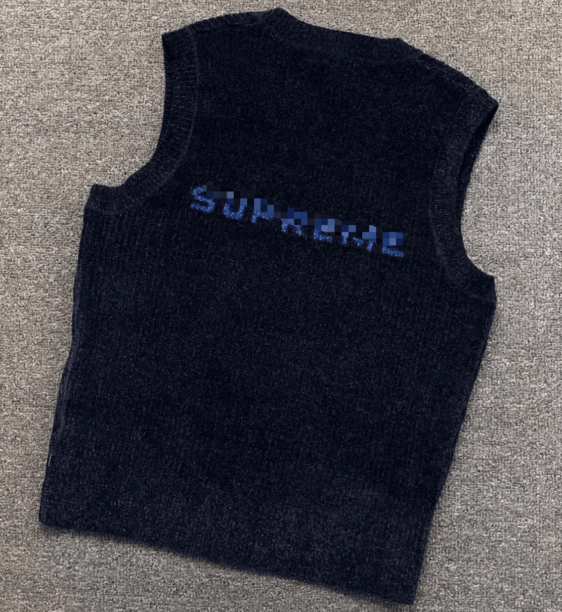 Supreme Half-Zip Sweatshirt Box Logo — M003#雪尼尔V领毛线背心宝蓝色