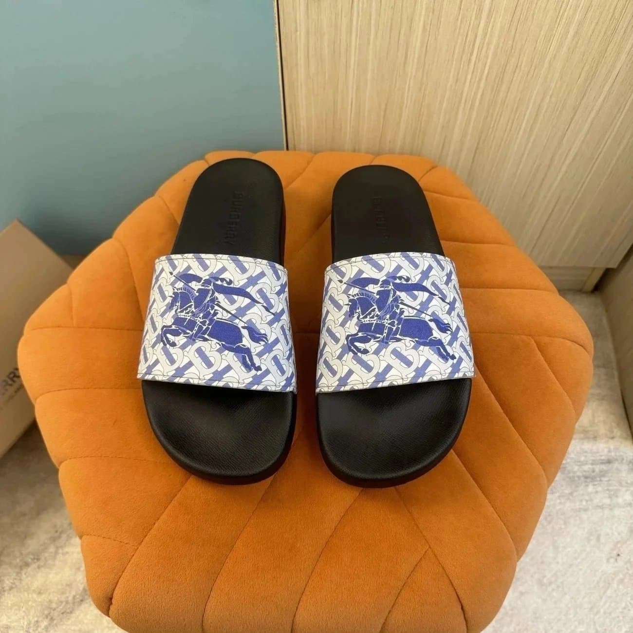 Burberry Equestrian Knight Slide Monogram Print