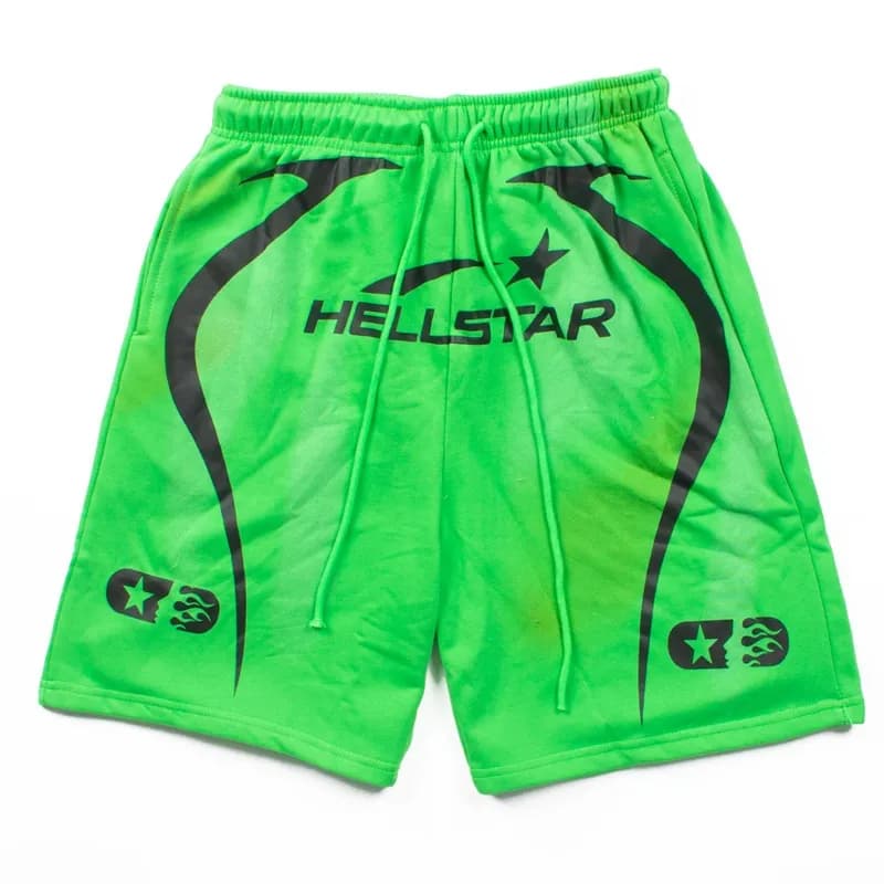 Hellstar Graphic Shorts Neon Green with Black Logo