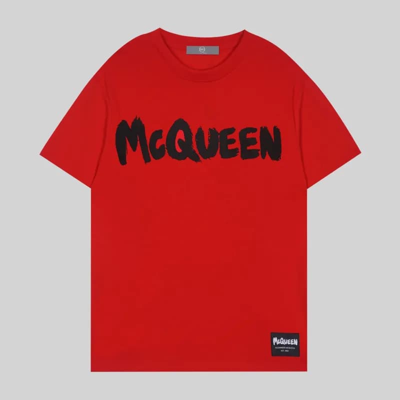 Alexander McQueen Logo T-Shirt Brushstroke Logo — G1049 Red