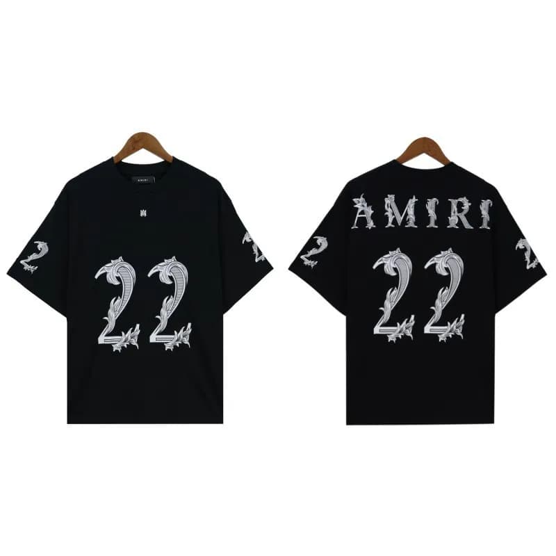 Amiri Logo T-Shirt Embroidered Script — 2198 黑