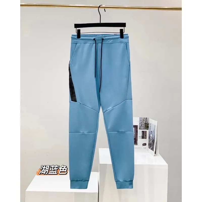 Nike Tech Fleece Joggers Heather Grey with Black Panel — lake blue