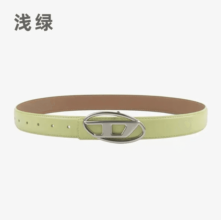 Diesel Logo Buckle Belt Pale Green