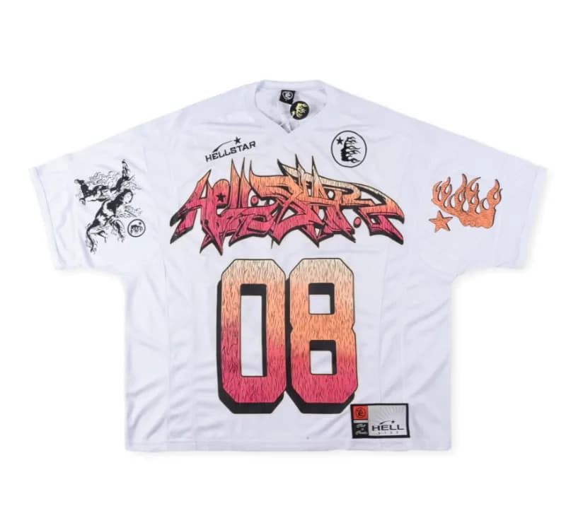 Hellstar Hoodie Flame Logo — 38 mesh stitching short T