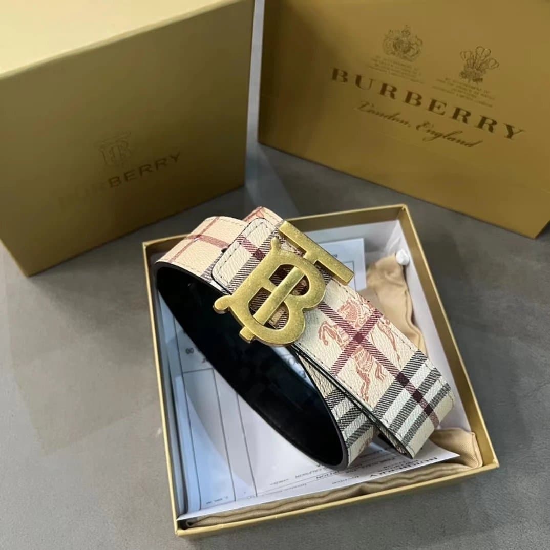 Burberry TB Monogram Belt Vintage Check with Horse Print