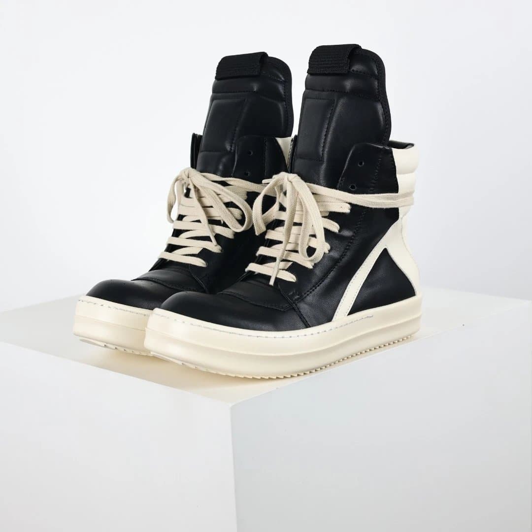 Rick Owens Slashed Low Sneakers Black/Milk — RO高帮倒三角黑白