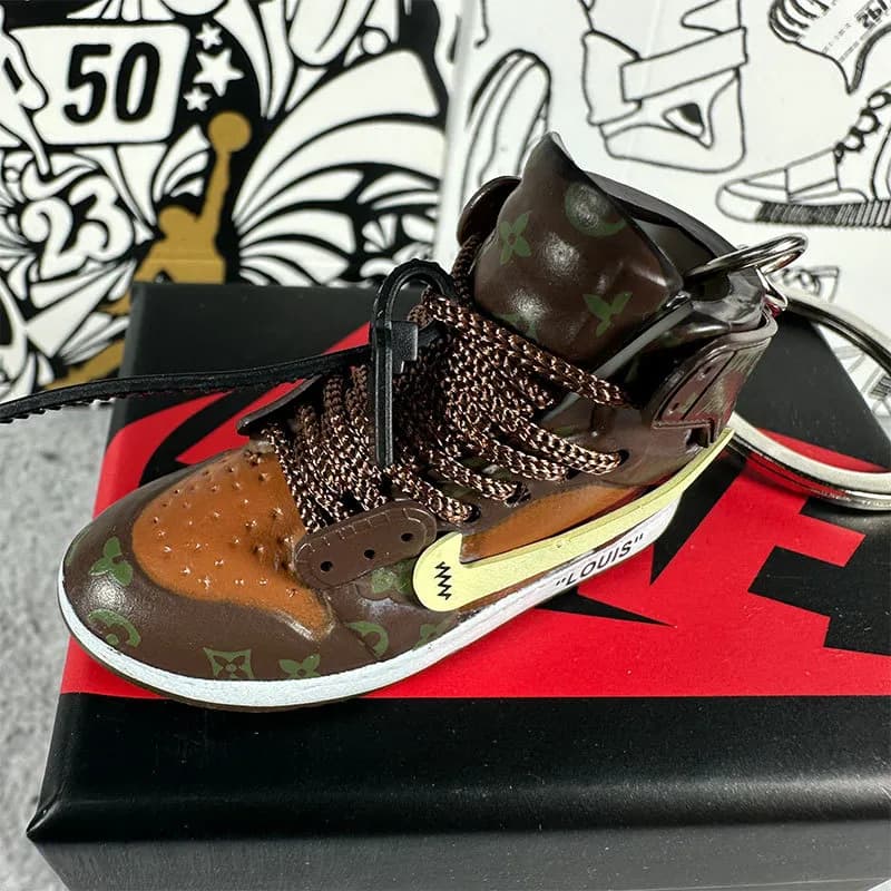 Off-White × Louis Vuitton Mini Sneaker Keychain LV Monogram Brown