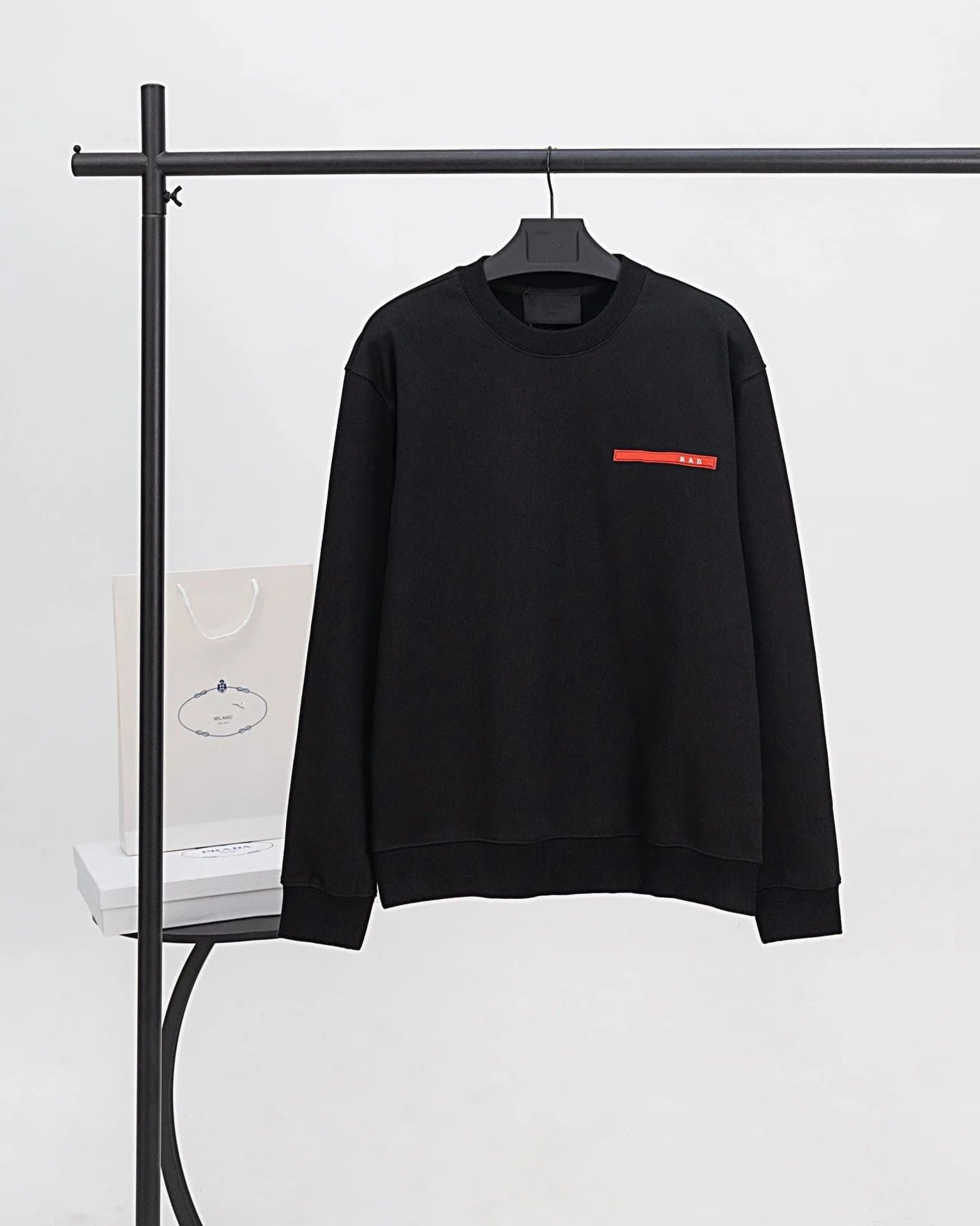 Prada Crewneck Sweatshirt Red Logo Tape