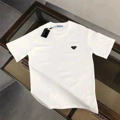 Prada Short-Sleeve Shirt Logo Pocket — 06白色