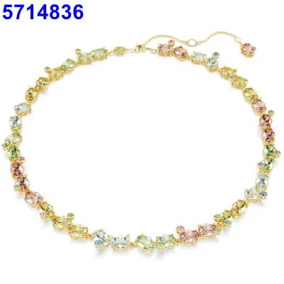Swarovski Swan Pendant Crystal-Encrusted — Green pink dopamine necklace
