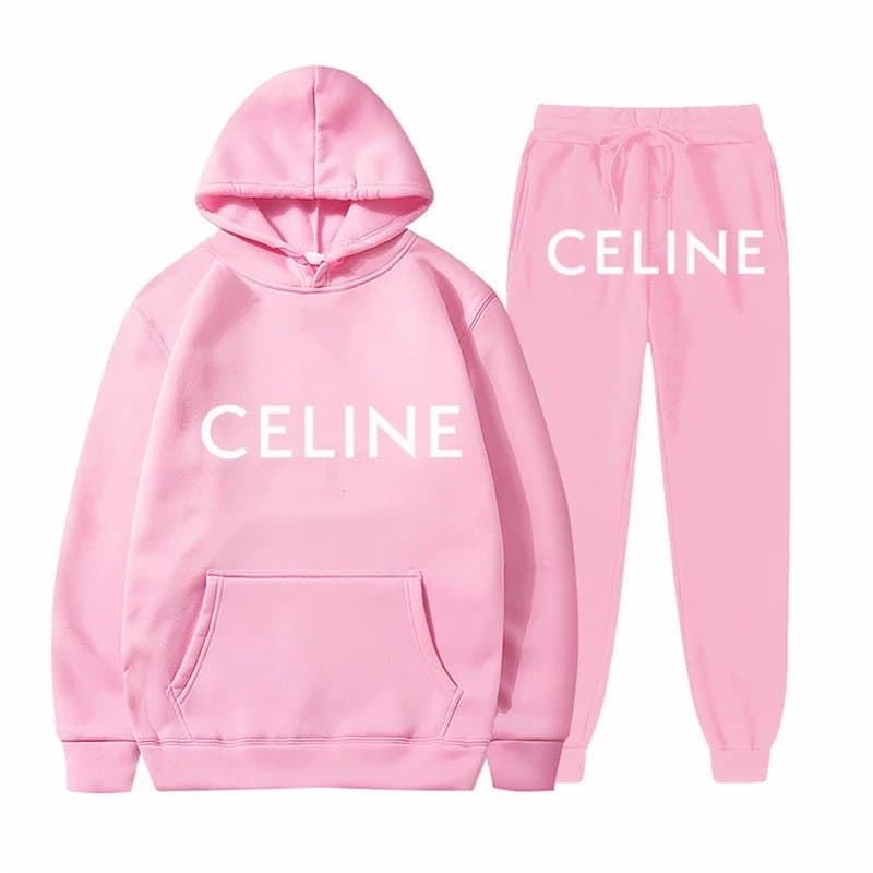 Celine Hoodie and Joggers Set Logo Print