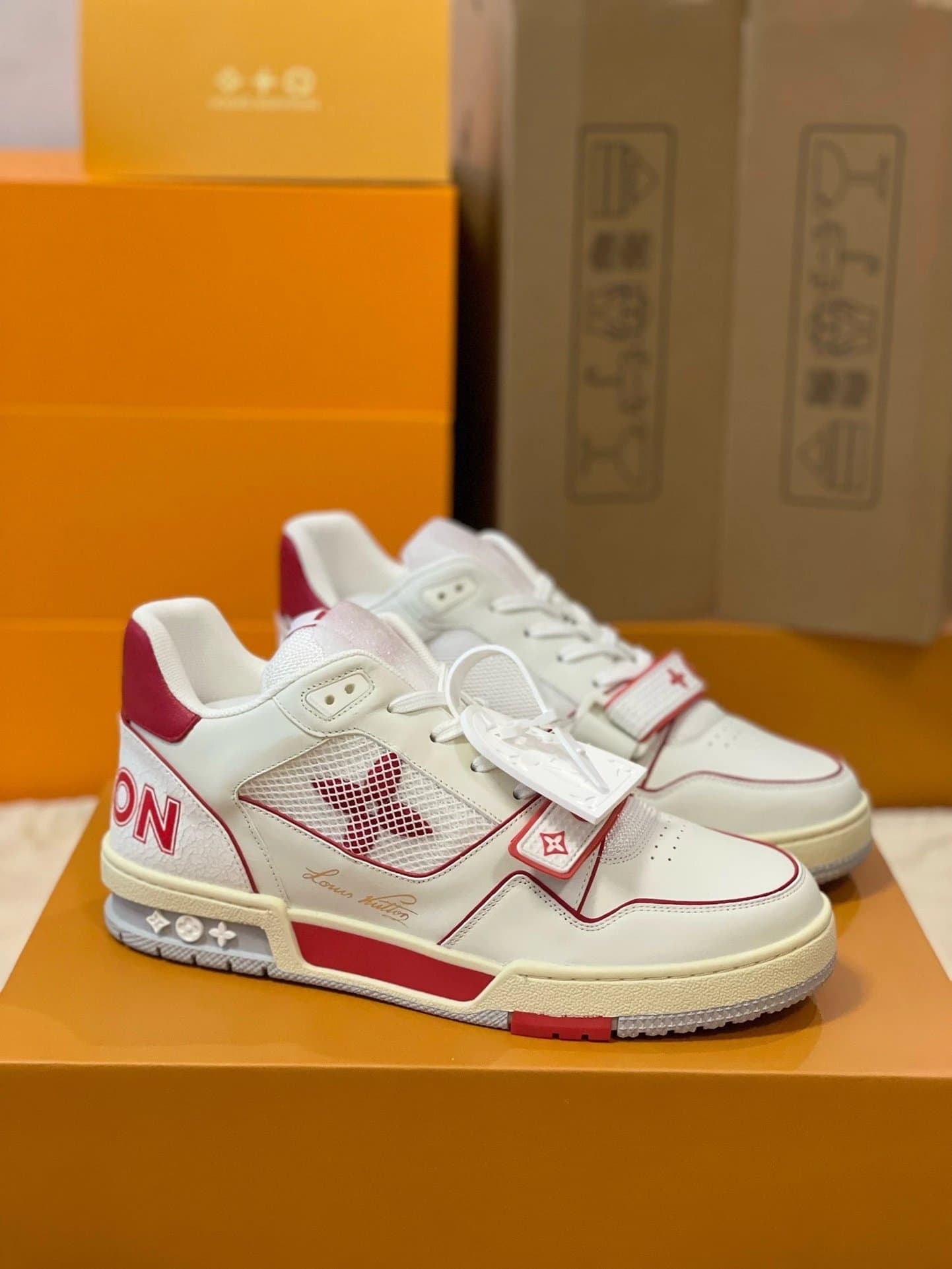 Louis Vuitton LV Trainer White Red