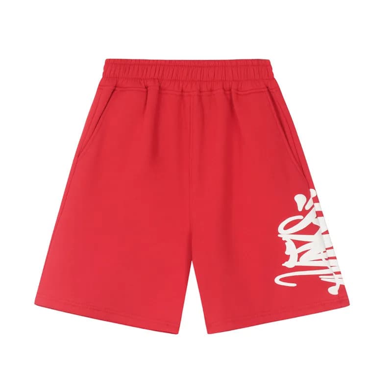 Supreme Box Logo Shorts Red with White Graffiti Print
