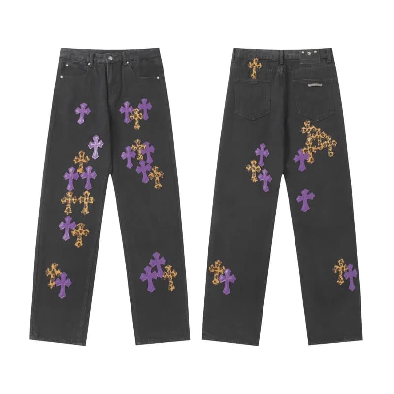 Chrome Hearts Cross Patch Jeans Multi Cross Embroidery — 9981
