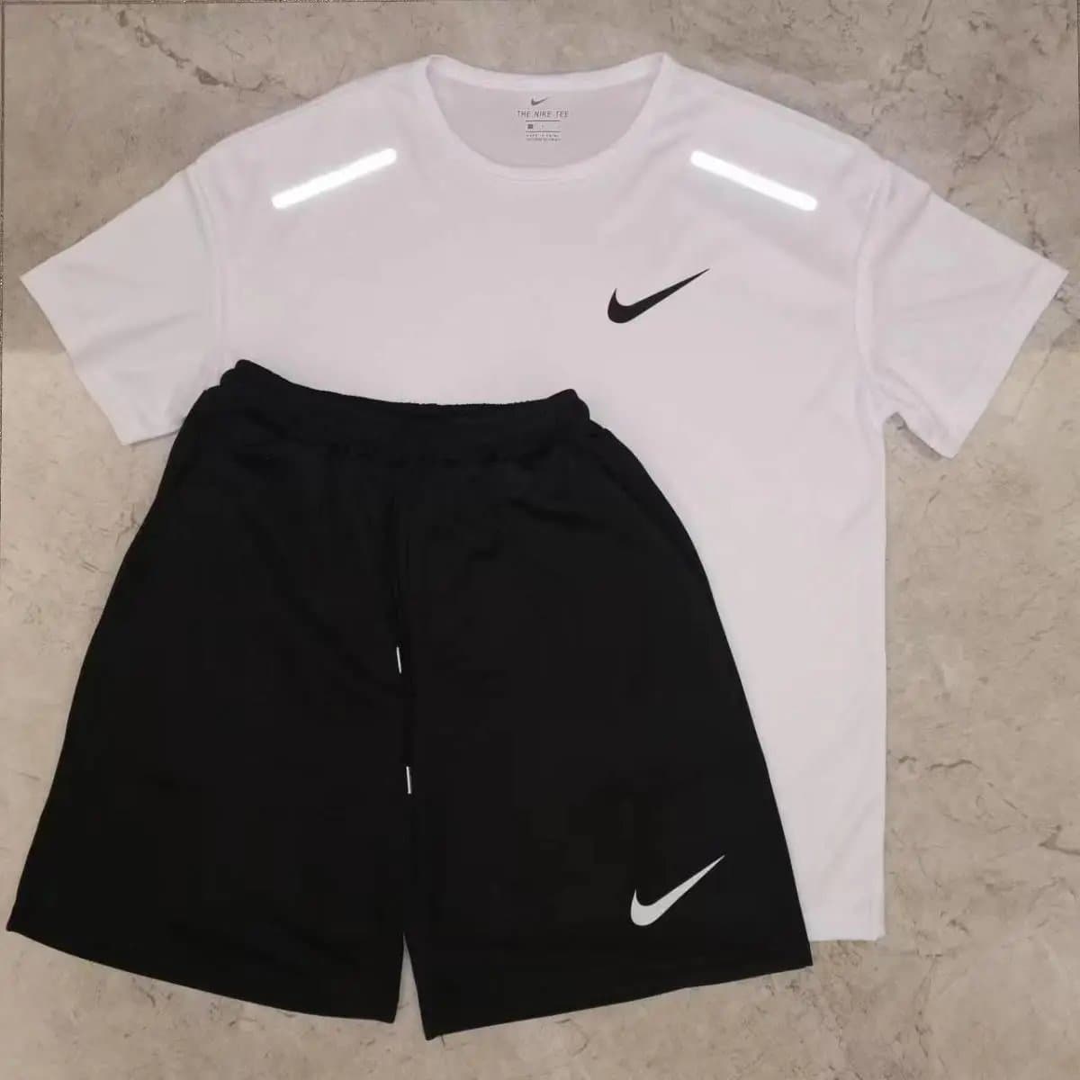 Nike Training Set Reflective — 速干反光小勾套装 白色T+黑裤