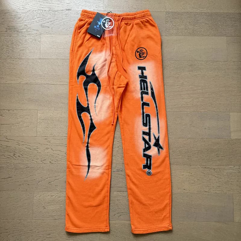 Reebok Flame Sweatpants Black with White Flame Print — 731 橙色